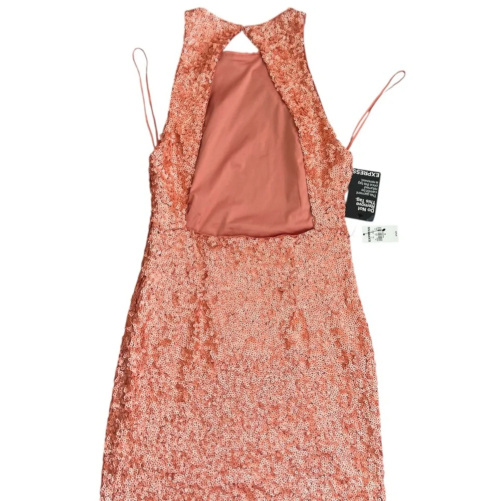 Coral Sequin Mini Dress - Picture 5 of 13